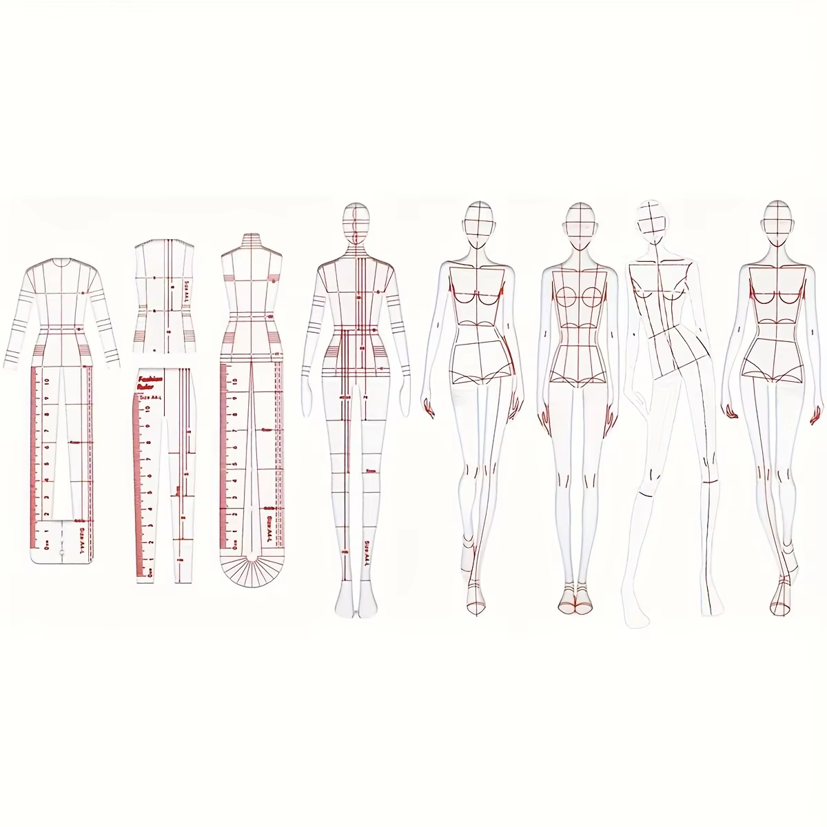 Women Fashion Figure Template - 1 ensemble de gabarits de dessin