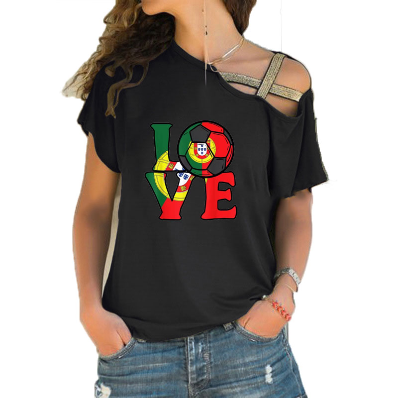 Women'S Fashion Portugal - T-shirt ample à col asymétrique pour