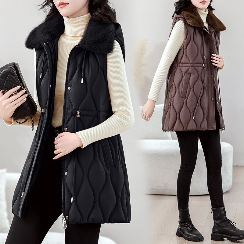 Puffer Vest Fashion Women - Gilet matelassé mi-long pour femmes, veste