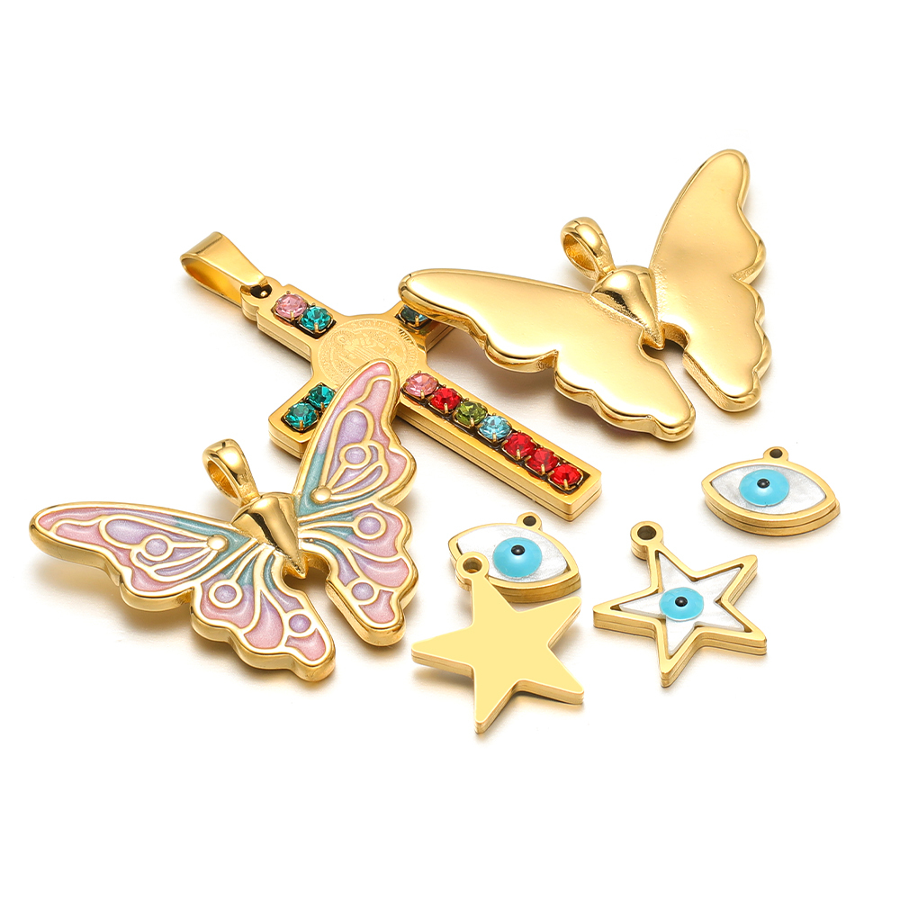 Women Fashion Jewellery - Breloques étoile papillon en acier inoxydable