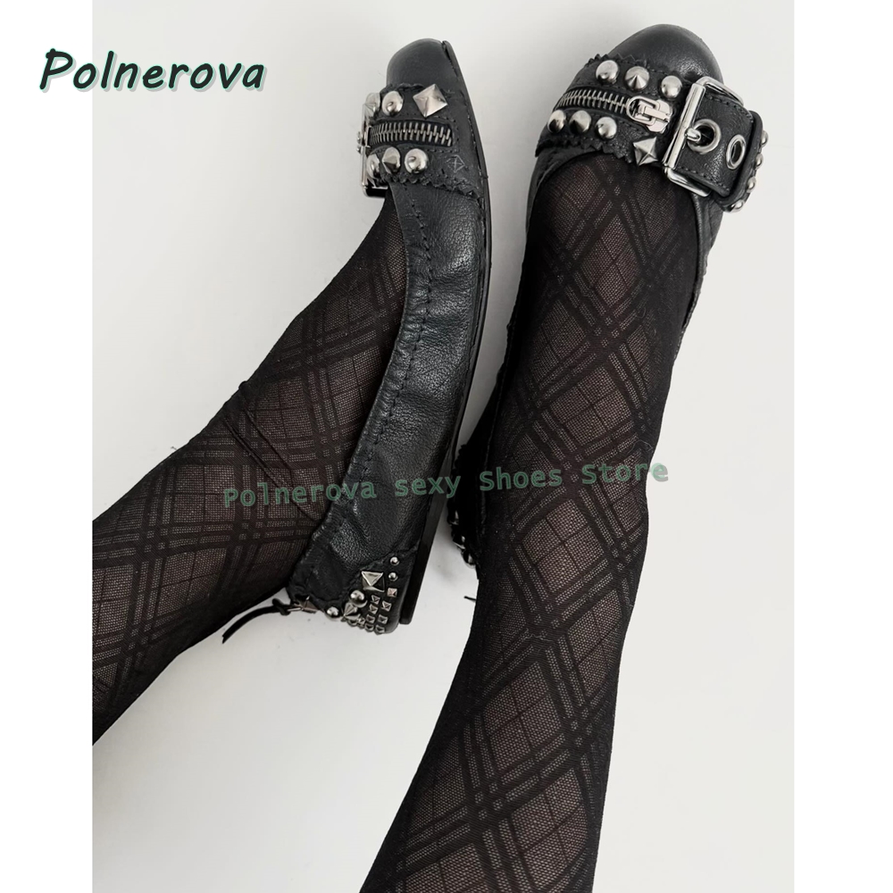 Women'S Fashion Shoes - Chaussures Mary Jane à boucle rivetée,