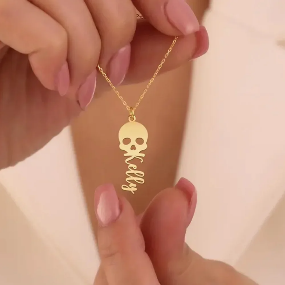 Women'S Fashion Edgy - Collier tête de mort personnalisé avec