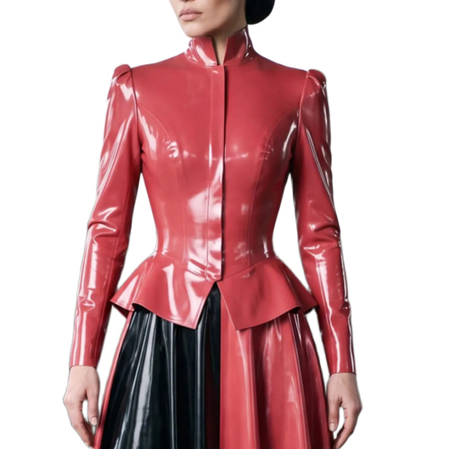 Puff Sleeve Blouse - Chemisiers sexy en latex à peplum