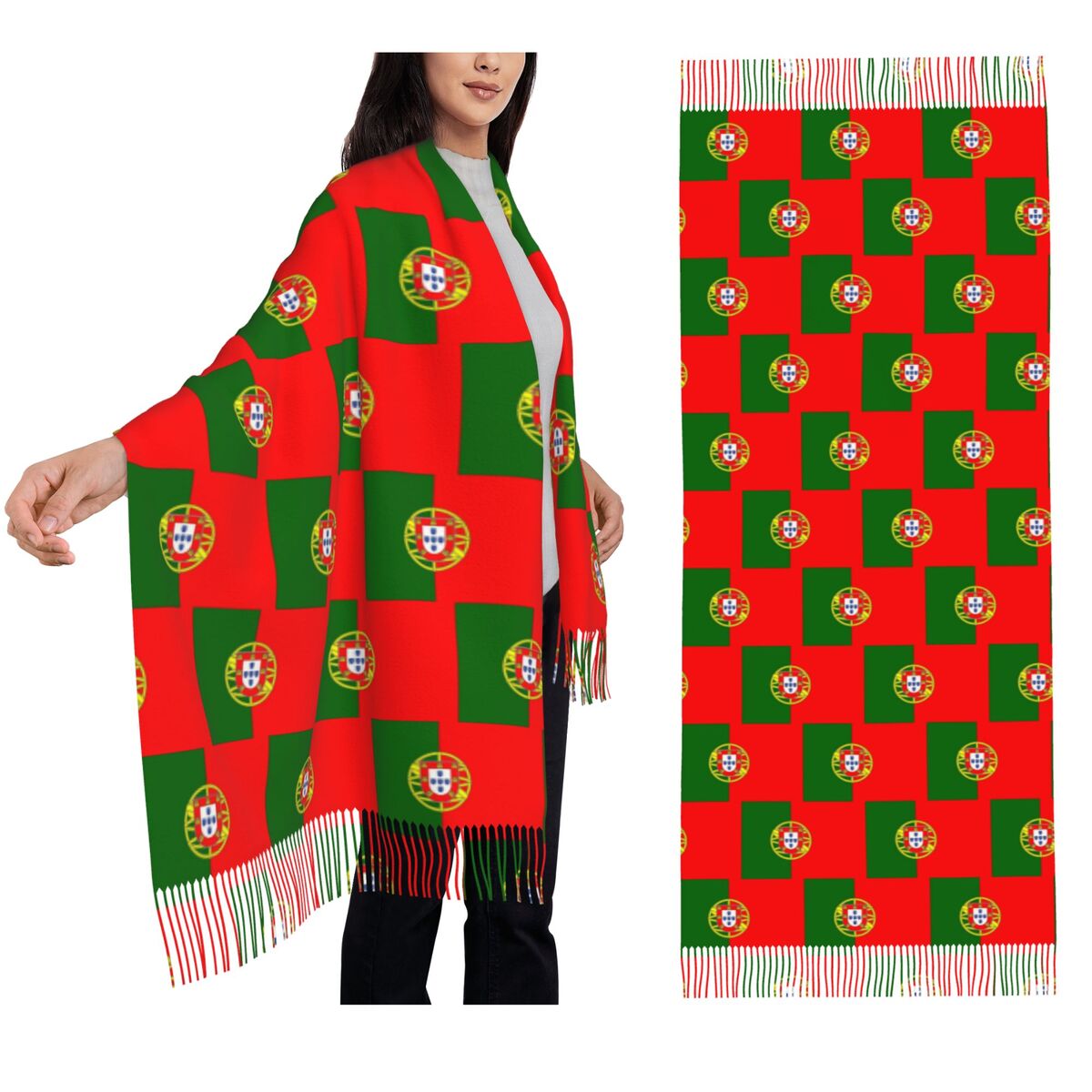Women'S Fashion Portugal - Drapeau du Portugal écharpe gland foulards