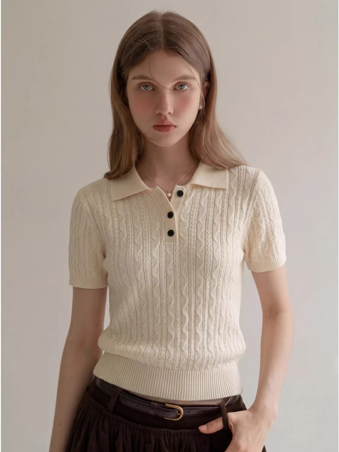 Polo en maille torsadée style  - Women Fashion Style avis et prix