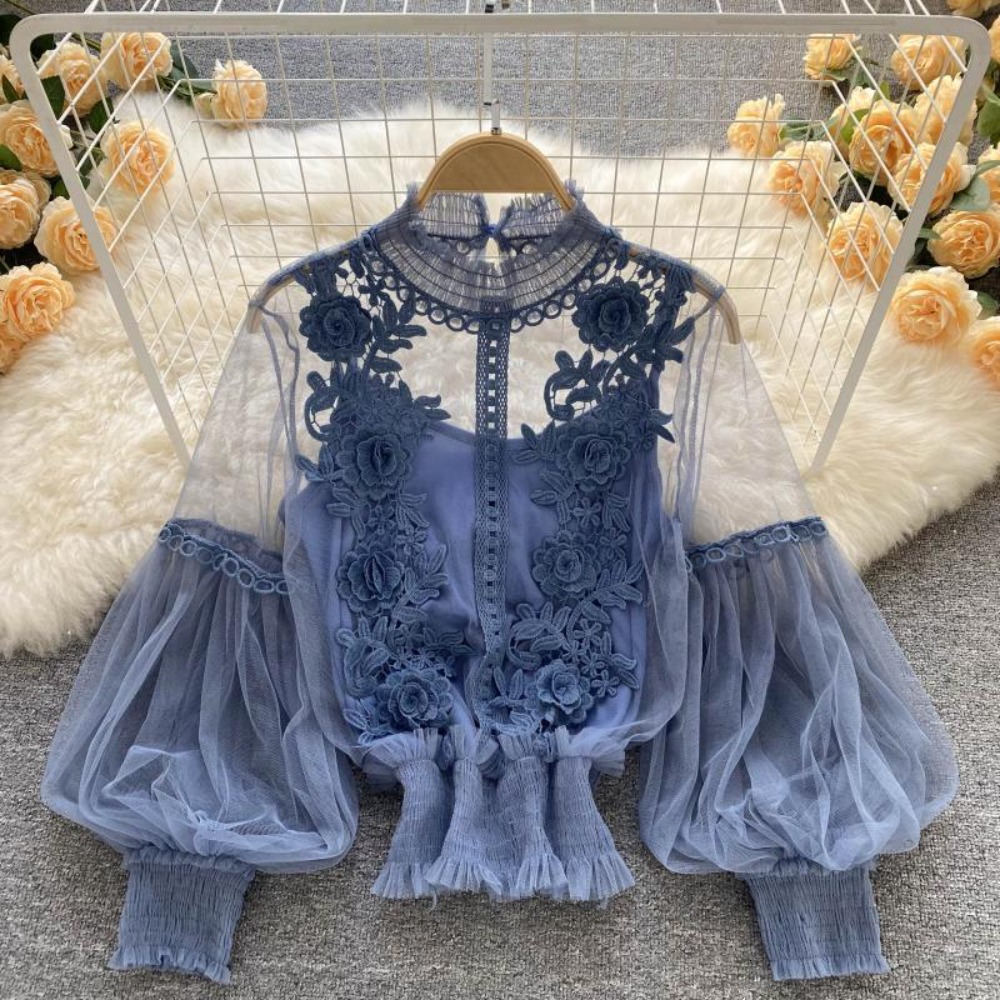 2 pièces/ensemble dentelle bou - Puff Sleeve Blouse avis et prix