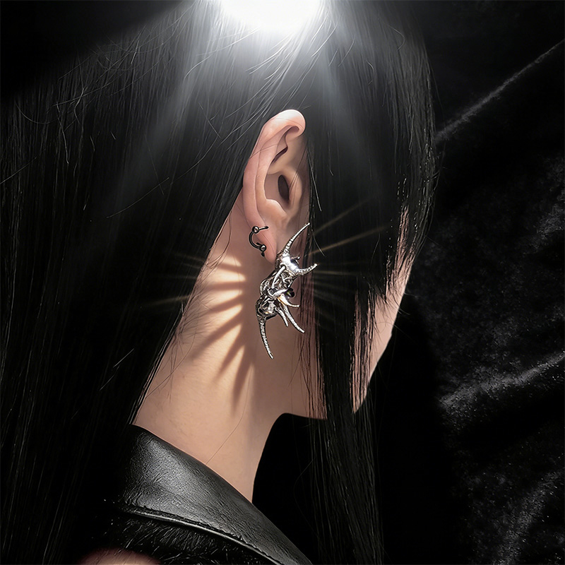 Boucles d'oreilles tête de mor - Women'S Fashion Edgy avis et prix