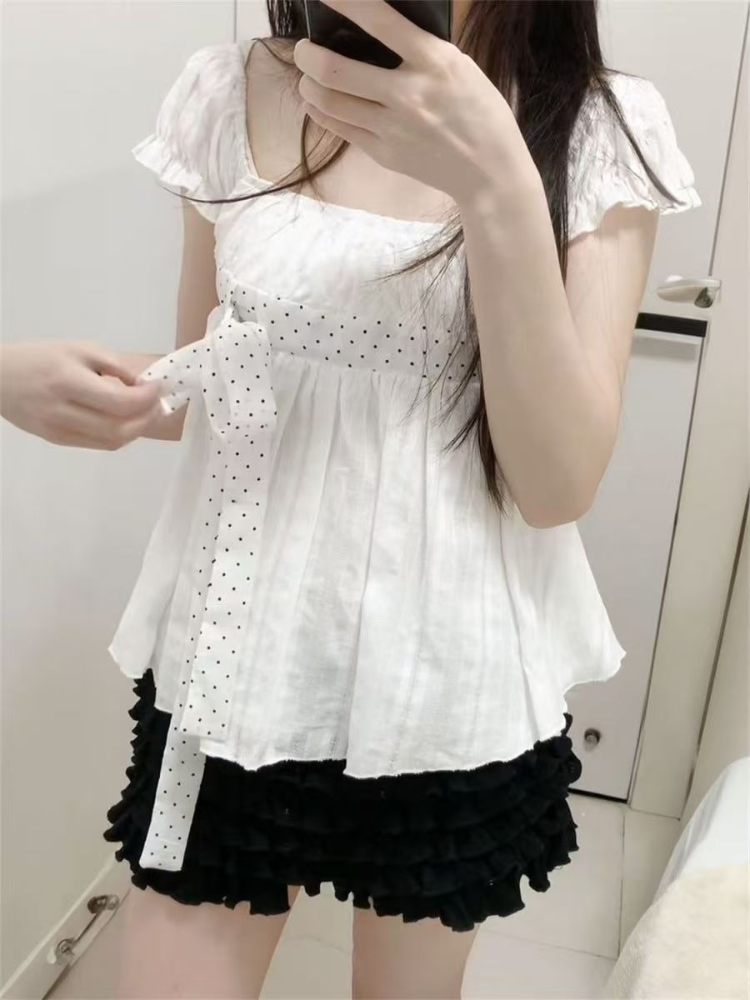 Ensemble 2 pièces coréen migno - Puff Sleeve Blouse avis et prix