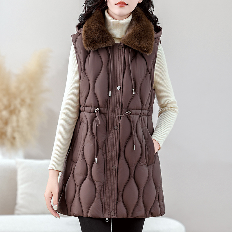 Gilet matelassé mi-long pour f - Puffer Vest Fashion Women avis et prix