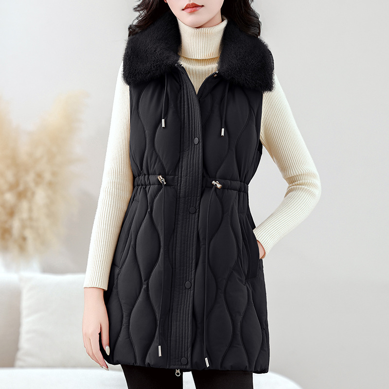 Gilet matelassé mi-long pour f - Puffer Vest Fashion Women avis et prix