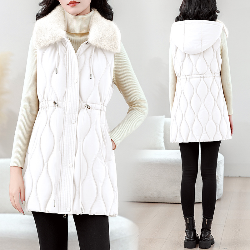Gilet matelassé mi-long pour f - Puffer Vest Fashion Women avis et prix