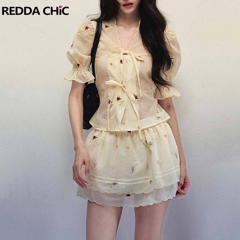 REDDACHiC Ensemble assorti jup - Puff Sleeve Blouse avis et prix