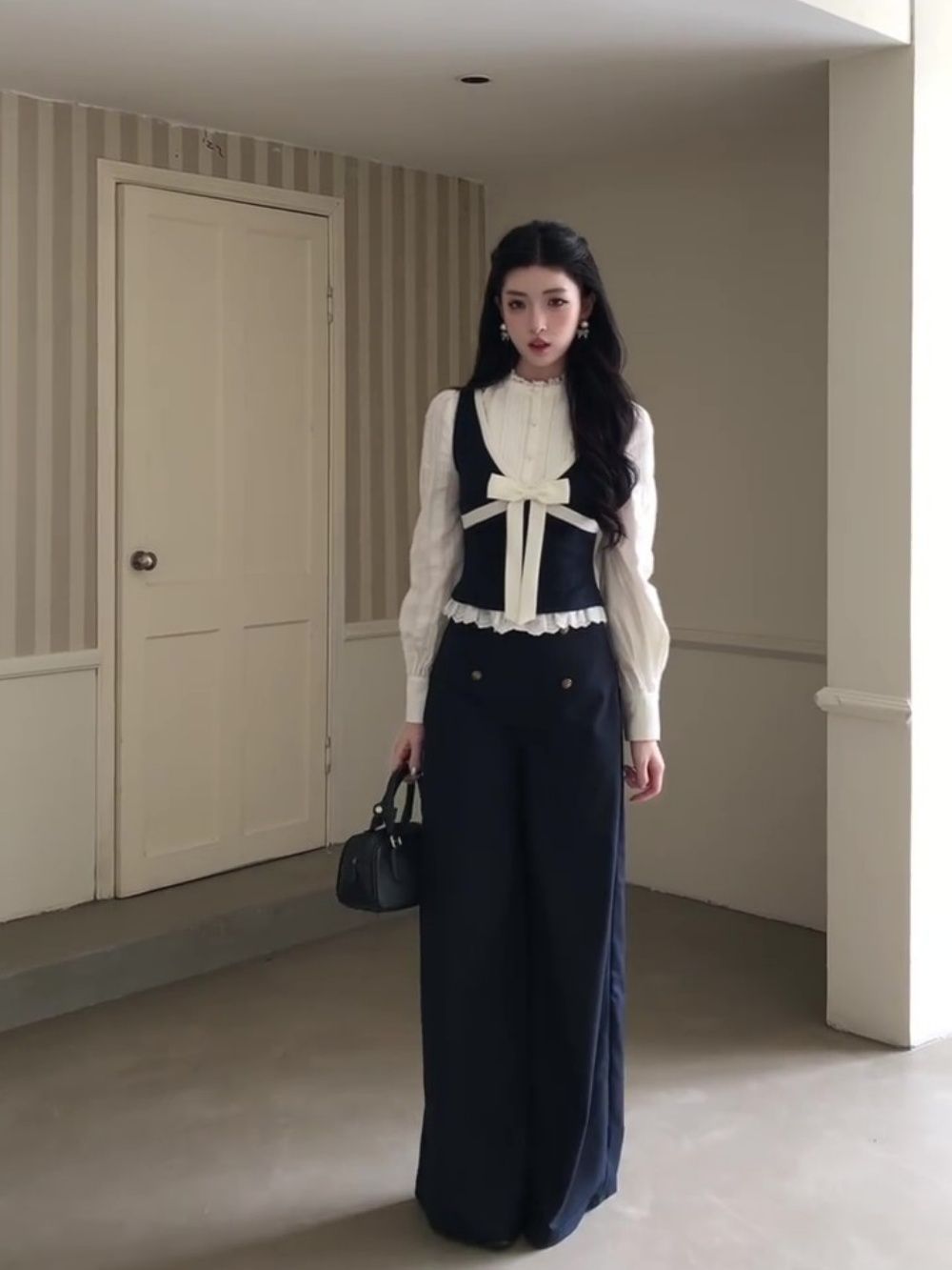 Ensemble 3 pièces élégant et c - Puff Sleeve Blouse avis et prix